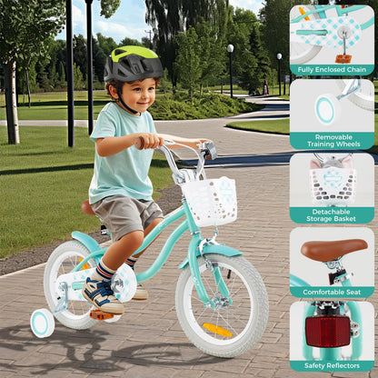 Kids Bike with Front Handbrake and Rear Coaster Brake for 3-4/3-5/4-7/4-8 Years Old