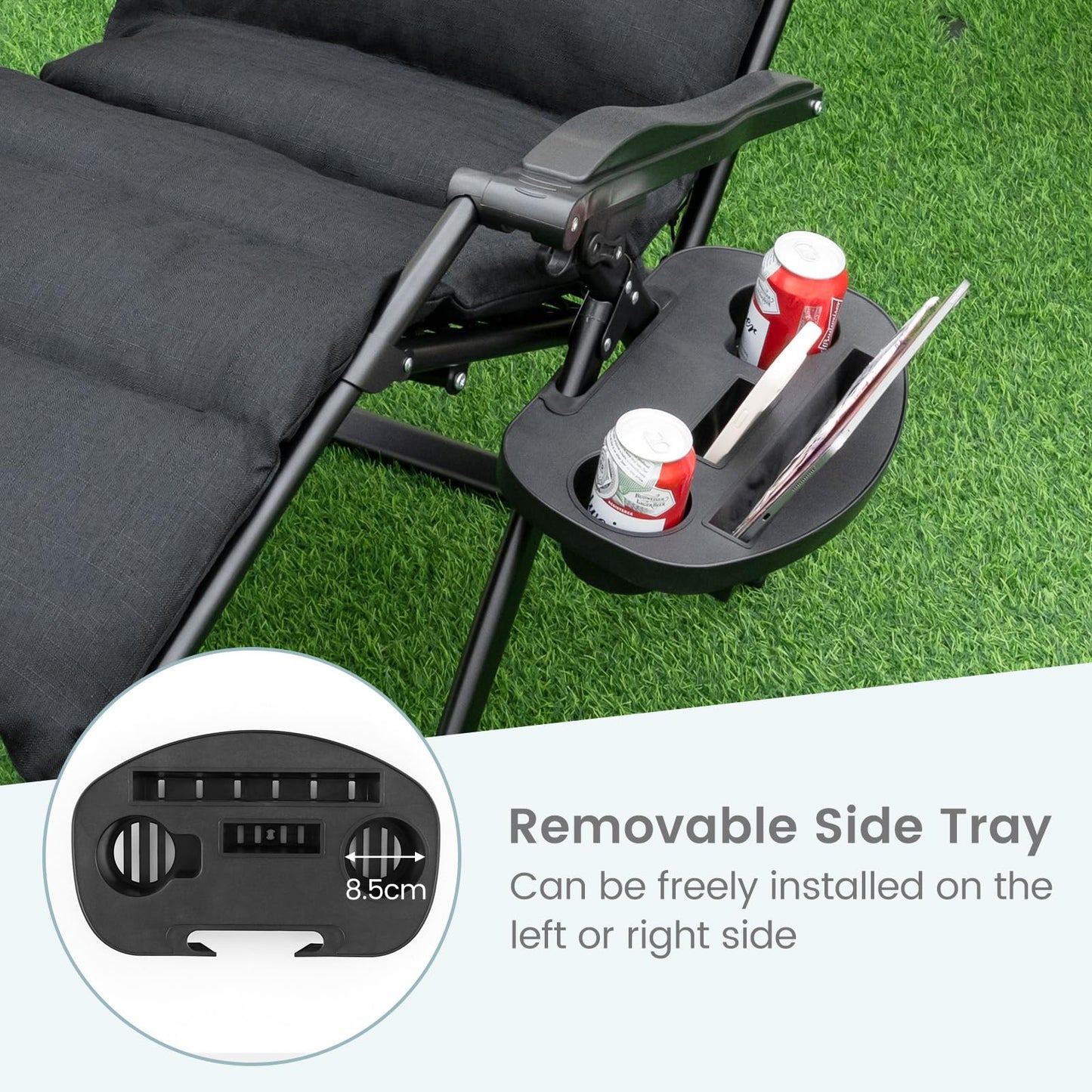 Adjustable Metal Zero Gravity Lounge Chair with Removable Cushion