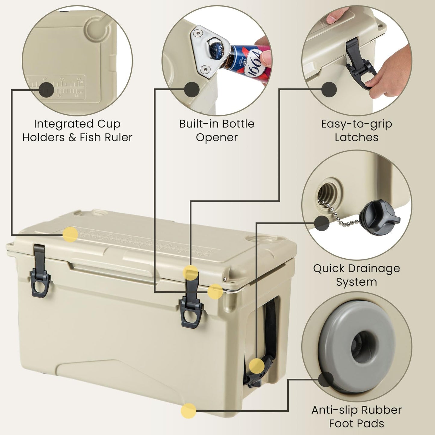 28L Ice Chest with Built-in Bottle Opener Wheels & Handle