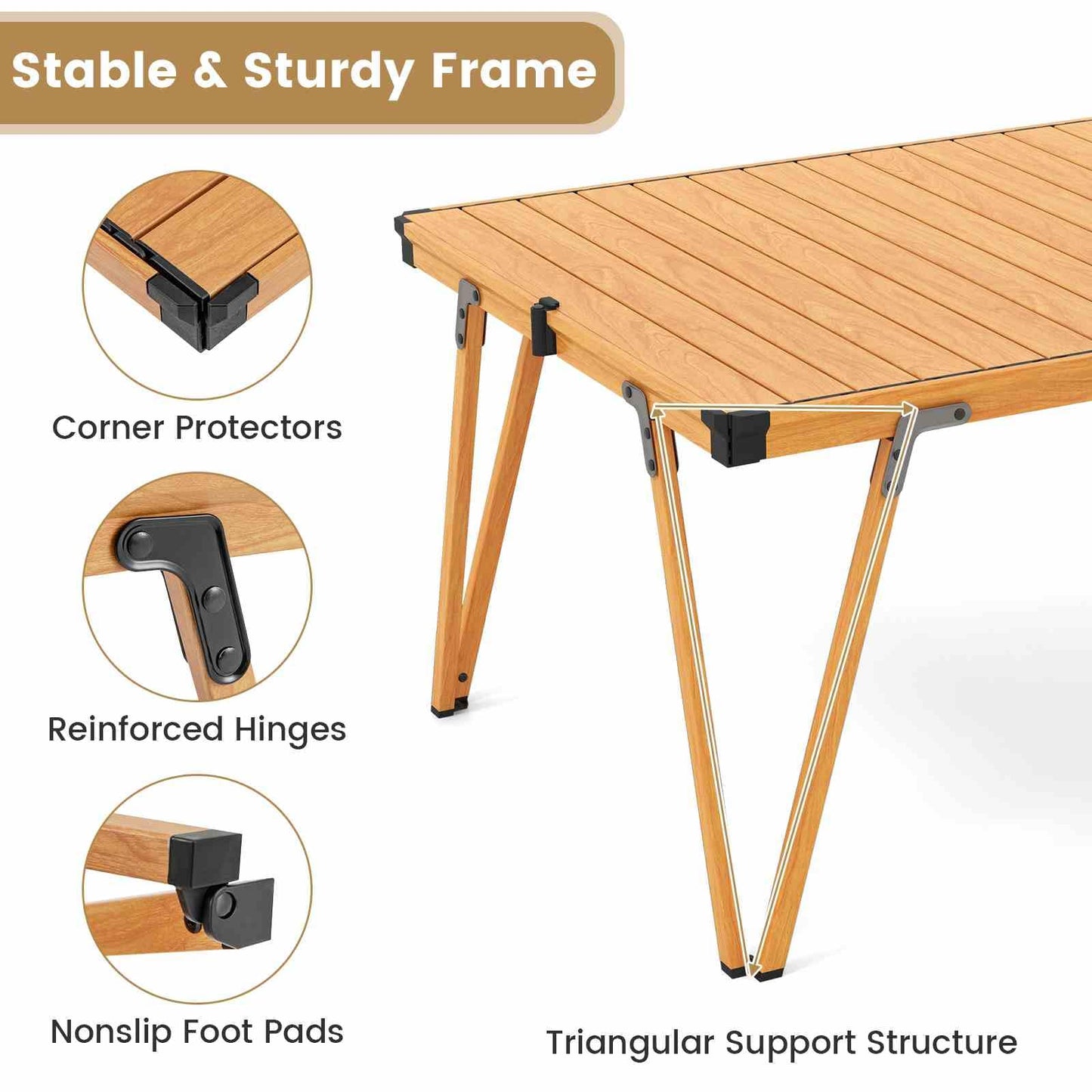 Folding Camping Table w/Storage Bag and Waterproof Desktop 80kg Load Capacity