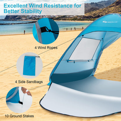 2-4 Persons Automatic Pop-up Beach Tent UPF50+ Sun Protection