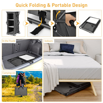2 Size Folding Pop-Up Cupboard Compact & Portable Camping Storage Cabinet