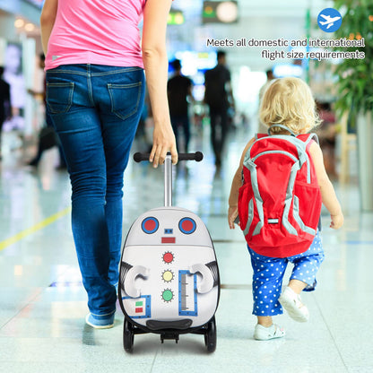 2-IN-1 Skateboard Luggage with 3 Color Lighted Wheels for Kids