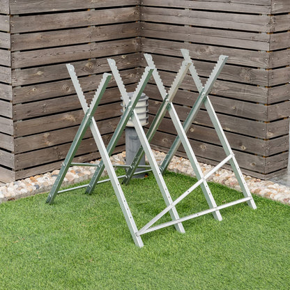 Heavy-Duty Metal Sawhorse Stand with 100 kg Capacity and Notched Saw Teeth for Wood-Cutting
