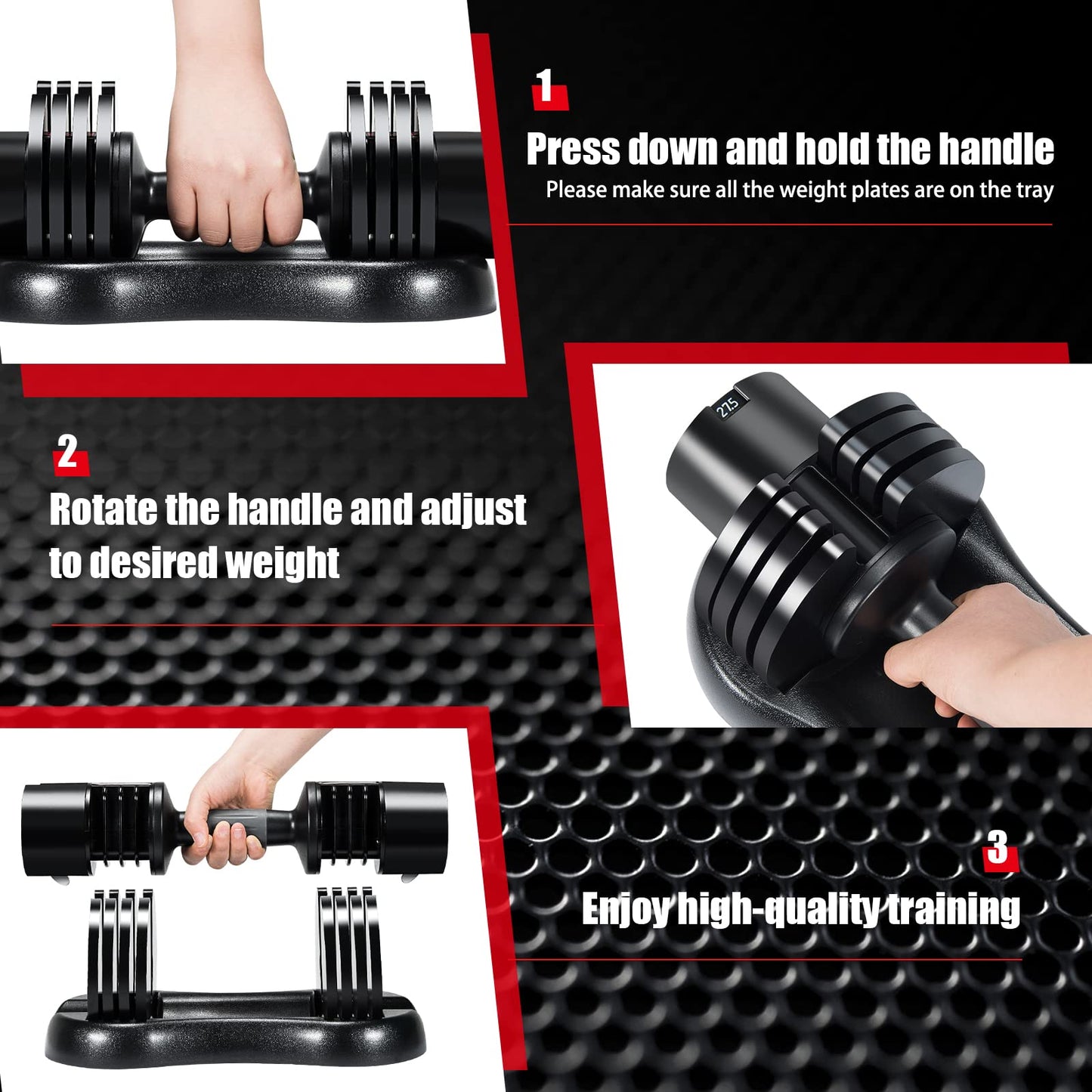 5-in-1 Adjustable Dumbbell Single Dumbbell with Adjustable & Non-Slip Metal Handle