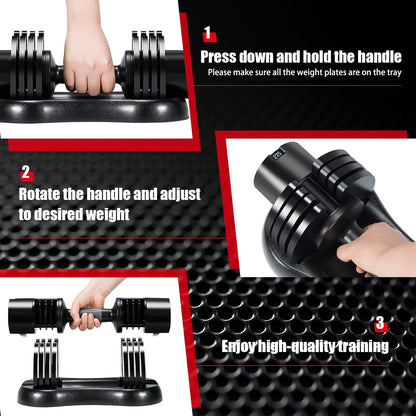 5-in-1 Adjustable Dumbbell Single Dumbbell with Adjustable & Non-Slip Metal Handle