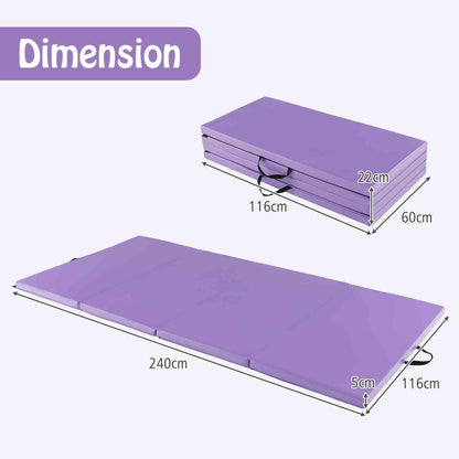 240 cm x 116 cm x 5 cm Folding Gymnastics Mat with Carry Handles