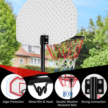 Height Adjustable Basketball System with 2 Nets Fillable Base 2 Built-in Wheels