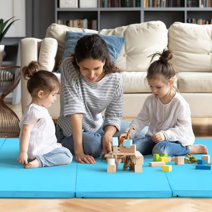 Folding Gymnastics Mat 240 cm x 116 cm x 5 cm Exercise Tumbling Mat w/ Carrying Handles for Home Gym Fitness