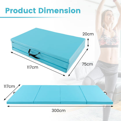 300 cm x 117 cm x 5 cm PU Leather Gym Mat with Hook & Loop Fasteners for Gymnastics