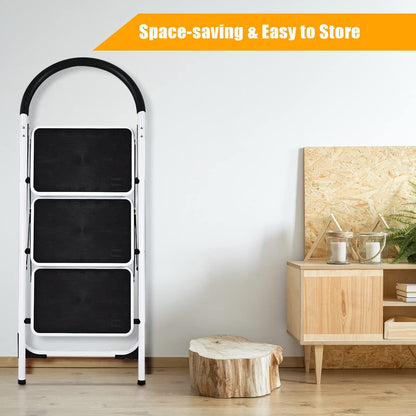 Folding 2/3 Steps Iron Stepladder with Platform and Handrail