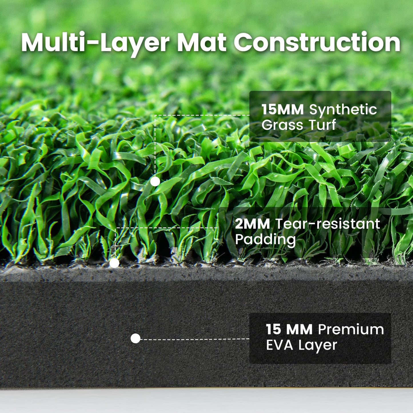 Golf Hitting Mat Artificial Turf Mat for Indoor Outdoor Golf Practice