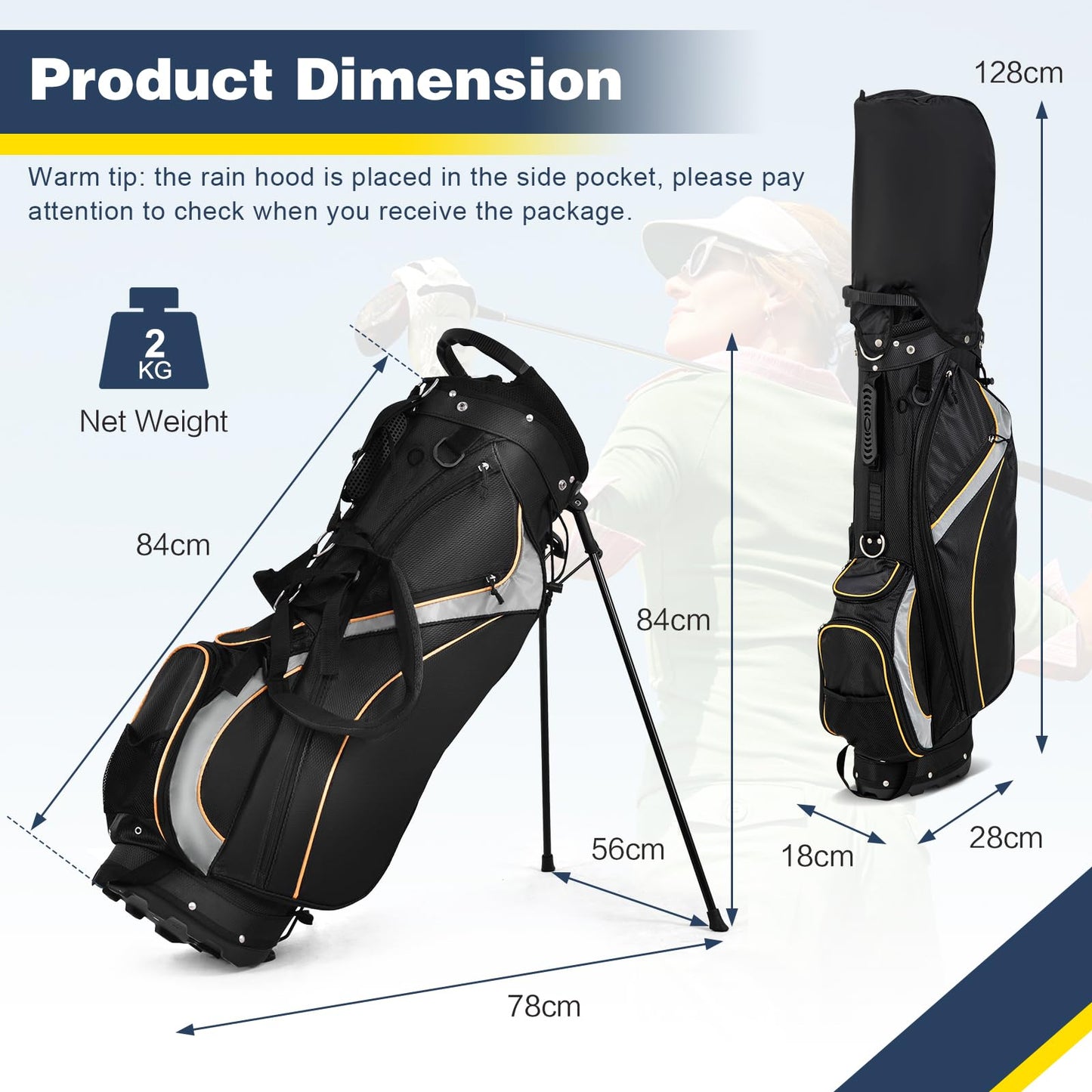 Golf Stand Bag Golf Club Bag w/ 8 Way Top Dividers