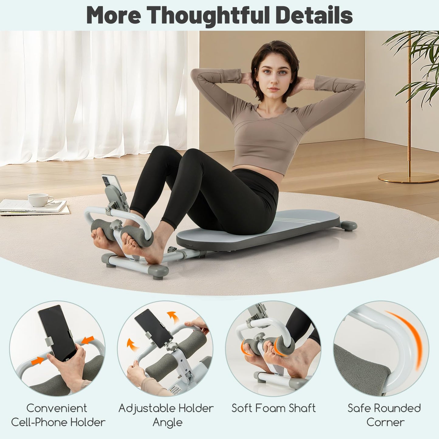 Workout Bench with 3 Gear Adjustable Angles & Adjustable Lengt