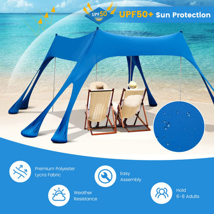 3 x 3m Beach Sunshade Canopy Windproof Sunshade for Beach Camping Patio Trip