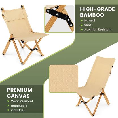 Outdoor Bamboo Chair with 2-Level Adjustable Backrest No Assembly Required