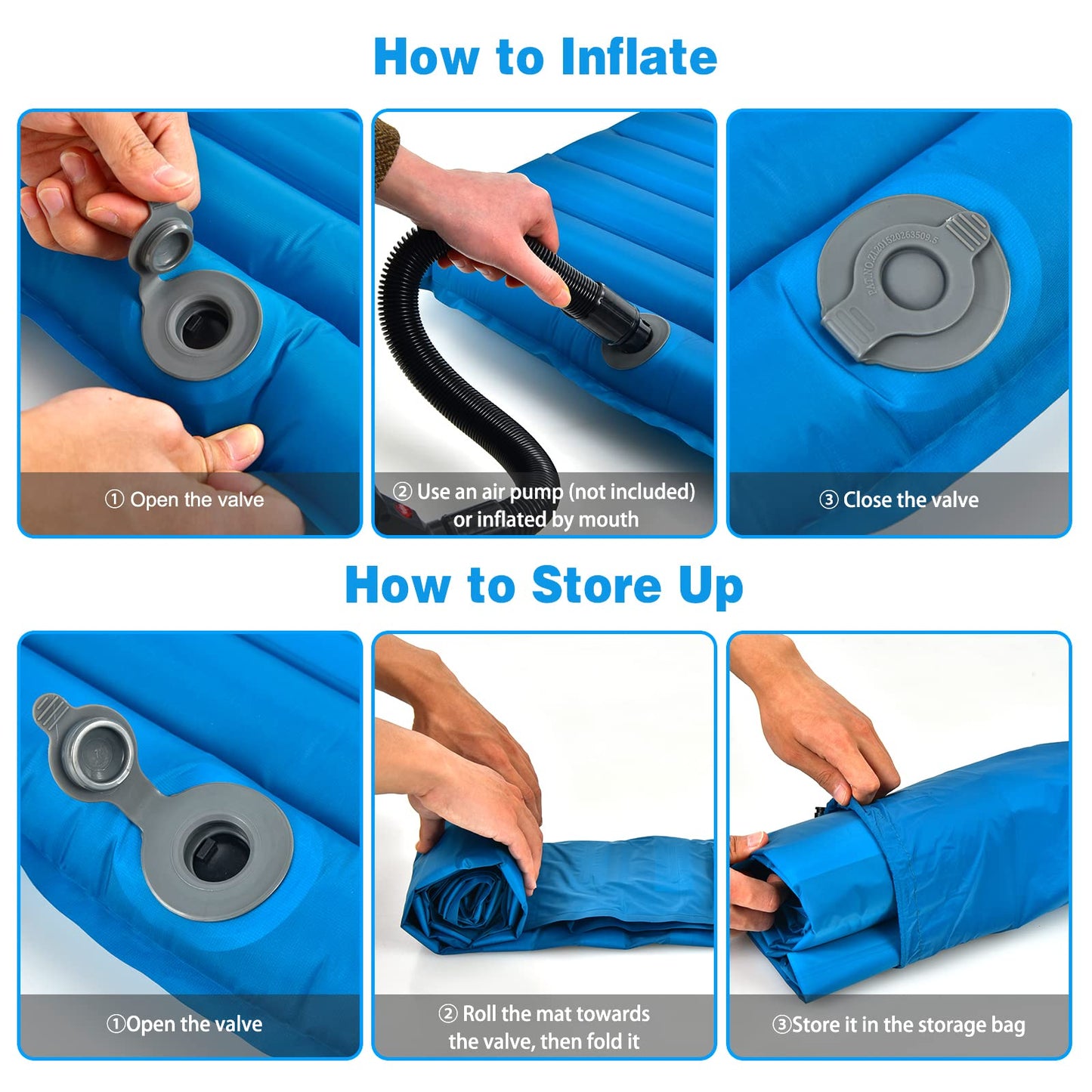 3 Inch Thick Inflatable Camping Sleeping Pad Waterproof & Comfortable