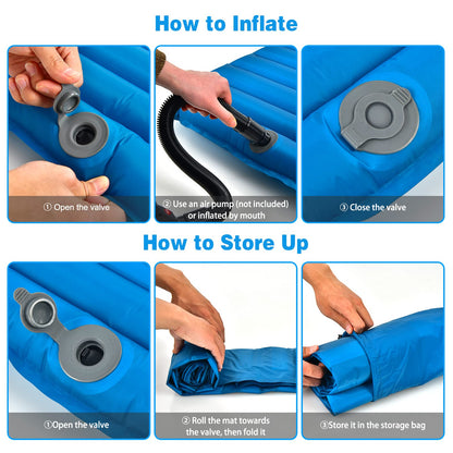 3 Inch Thick Inflatable Camping Sleeping Pad Waterproof & Comfortable