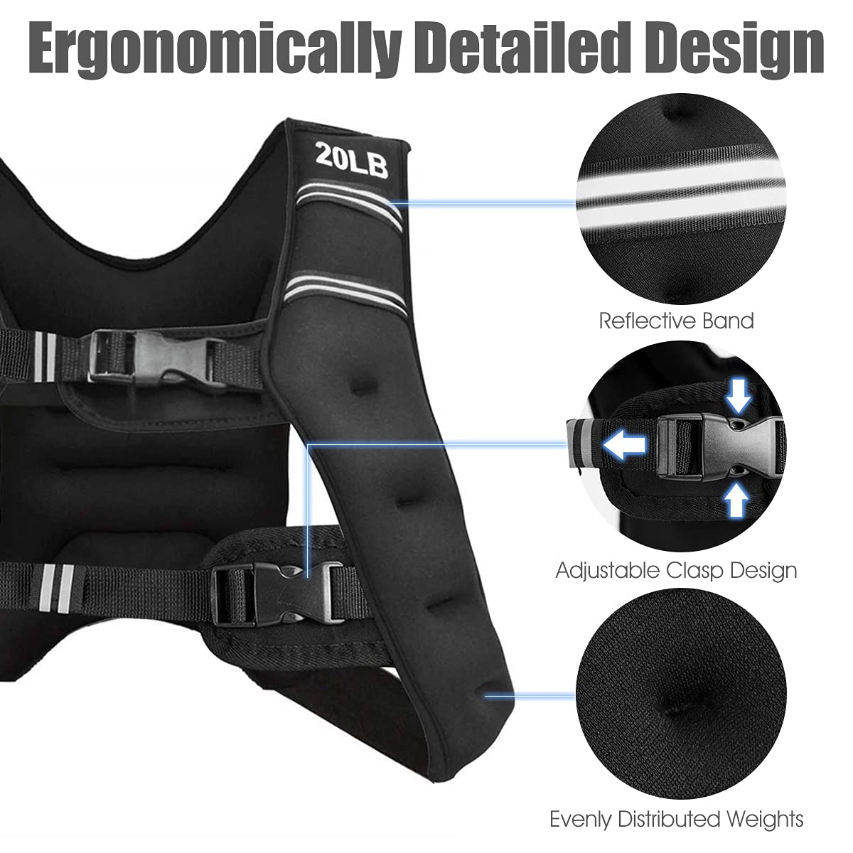 Weighted Vest 9 Workout Vest with Adjustable Buckles & Mesh Bag