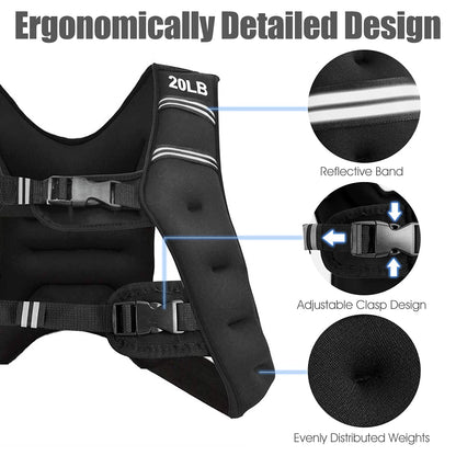 Weighted Vest 9 Workout Vest with Adjustable Buckles & Mesh Bag