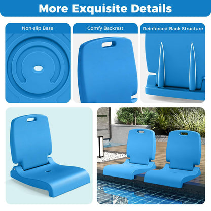 Foldable Outdoor Pool Chair with Handle & Back Support for Edge of Pool