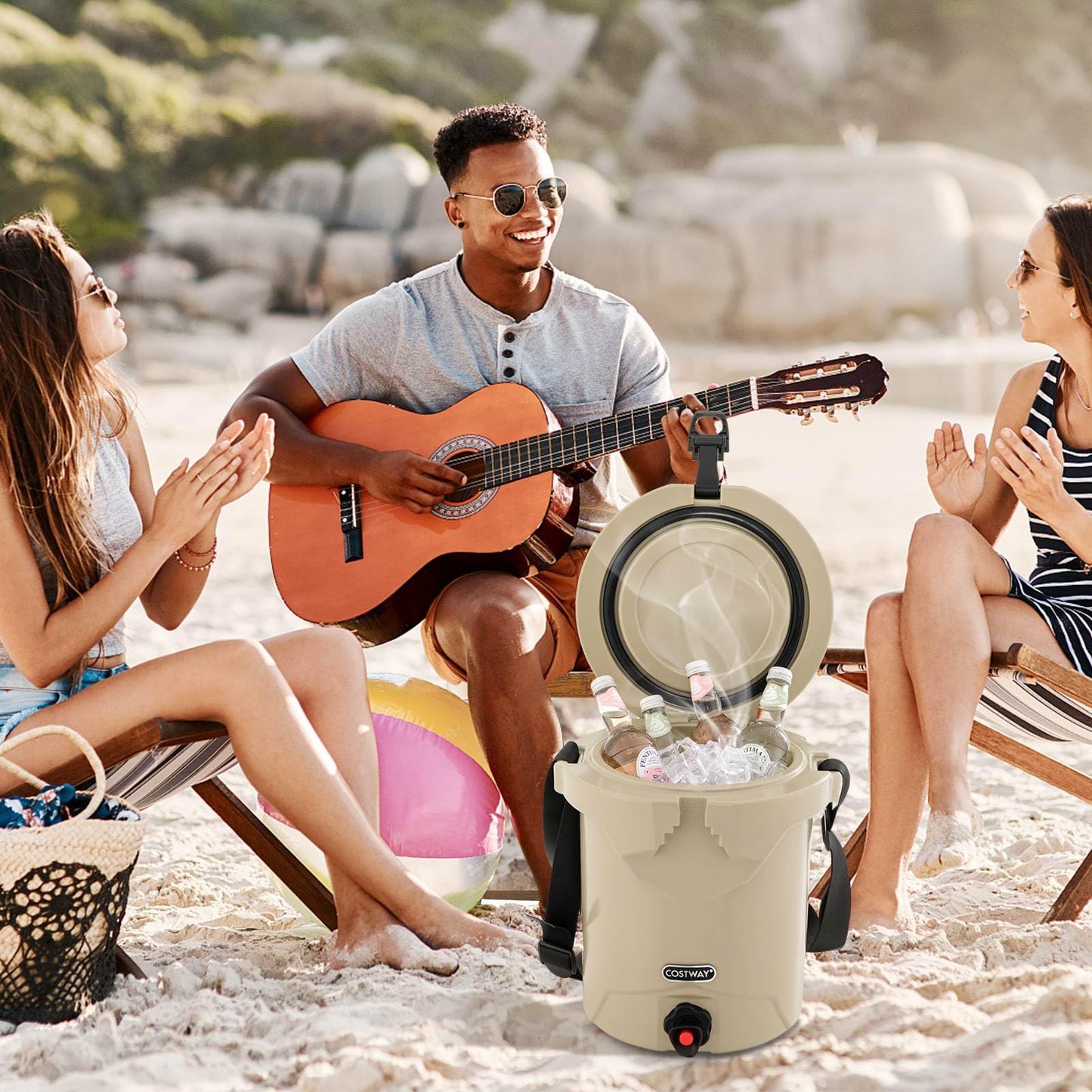 7.85 L Portable Insulated Ice Chest with Flat Seat Lid