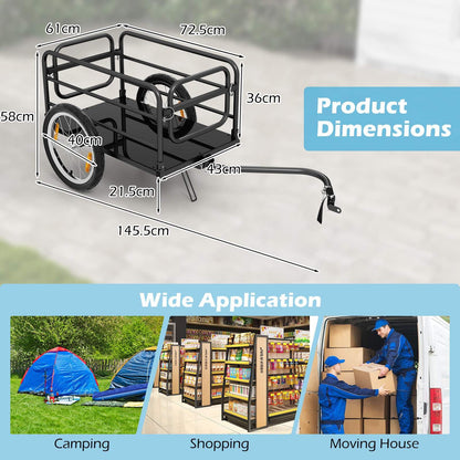 Bike Cargo Trailer with Foldable Frame & Oxford Cloth Cover