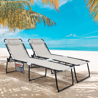Patio Folding Chaise Lounge Oversized Portable Lay Flat Reclining Chair