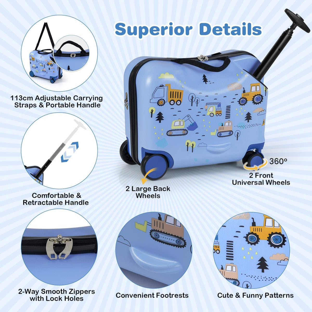 2 PC Kids Luggage Set with Spinner Wheels