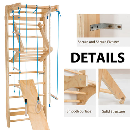 Wooden Rung Wall Climbing Wall Gymnastic Wall for Family