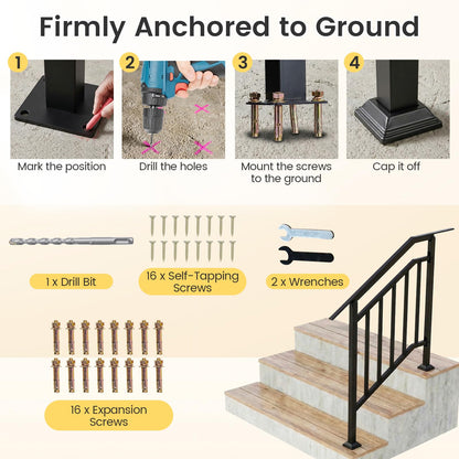 2 Pack Handrails for Outdoor Steps with Adjustable Angle