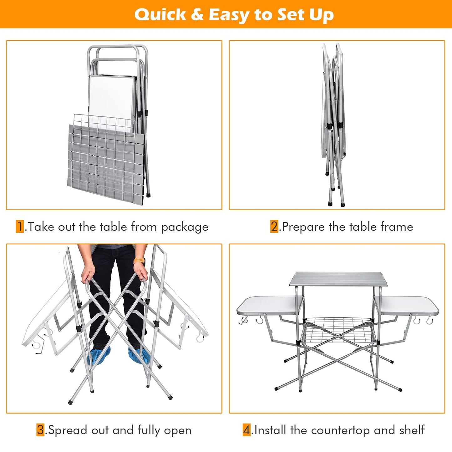 Folding Camping Table with Carry Bag Folding BBQ Table Grilling Stand