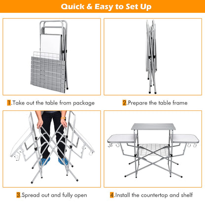 Folding Camping Table with Carry Bag Folding BBQ Table Grilling Stand