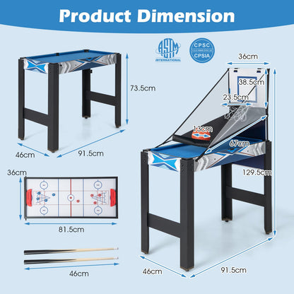 6 in 1 Combo Game Table with Basketball Billiards Ping Pong Hockey Shuffleboard Bowling for Kids and Adults