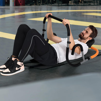 Ab Cruncher Machine Portable Ab Mat Trainer with Padded Headrest for Core Muscle Strength Sit Up Training