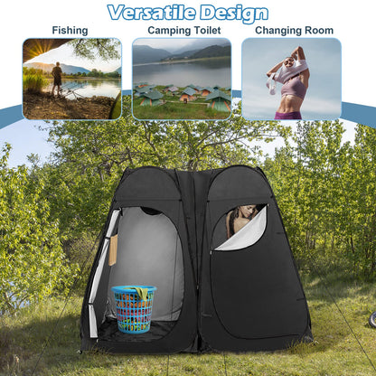 Double Room Outdoor Privacy Tent with Window Floor Storage Pocket