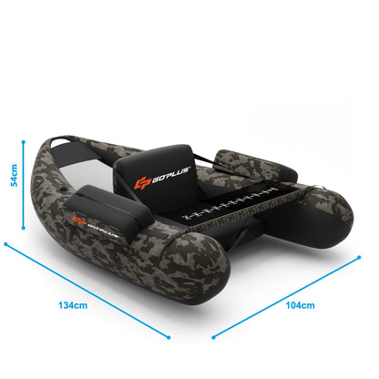 Inflatable Fishing Float Tube with Inflatable Seat Adjustable Backrest