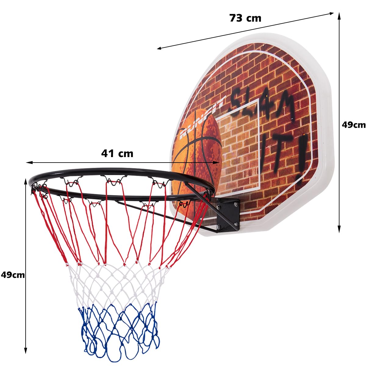 Wall Mounted Fan Backboard W/2 nets Basketball Hoop