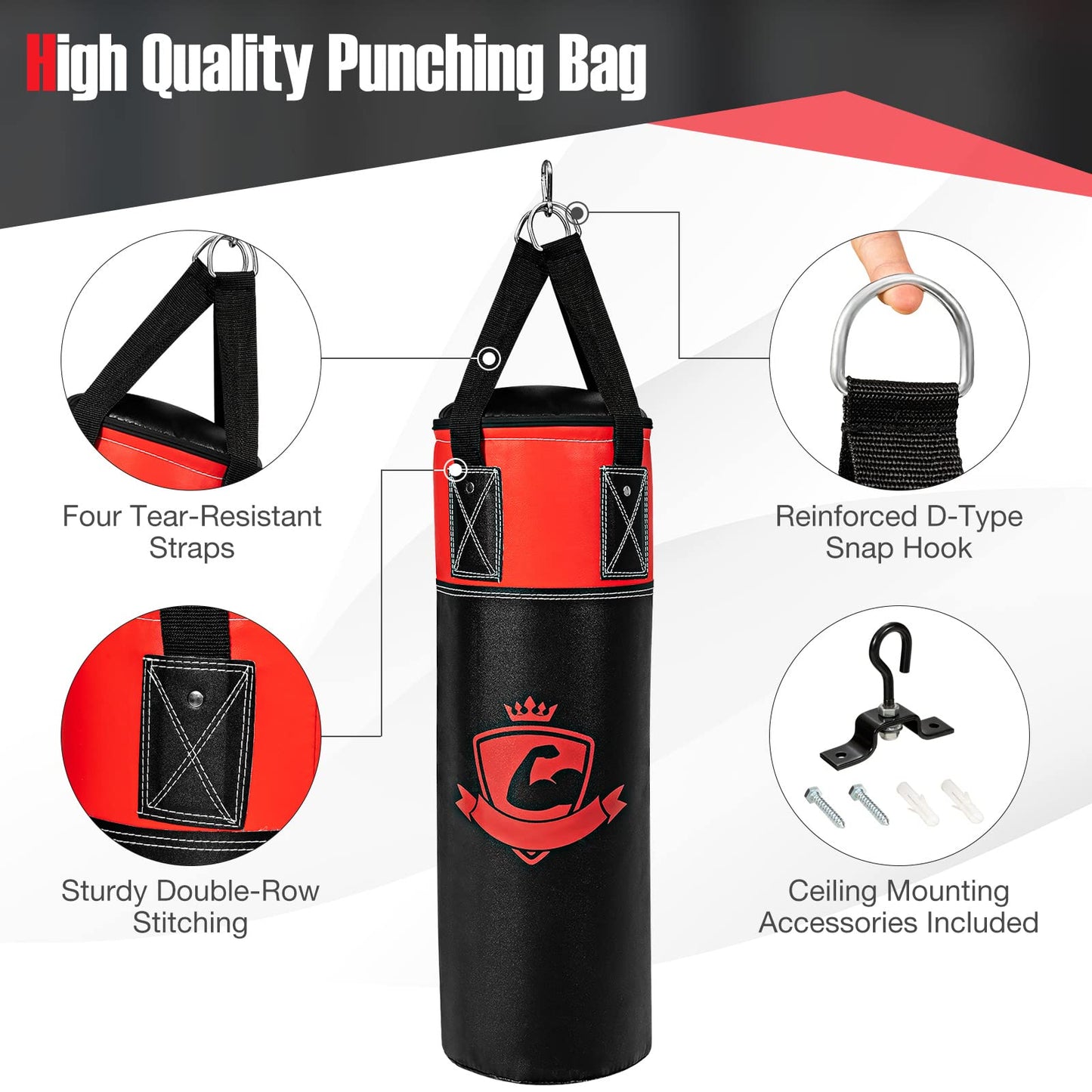 Kids Hanging Punching Bag Set 5 kg Youth Boxing Bag W/Punch Gloves Hand Wraps & Storage Bag