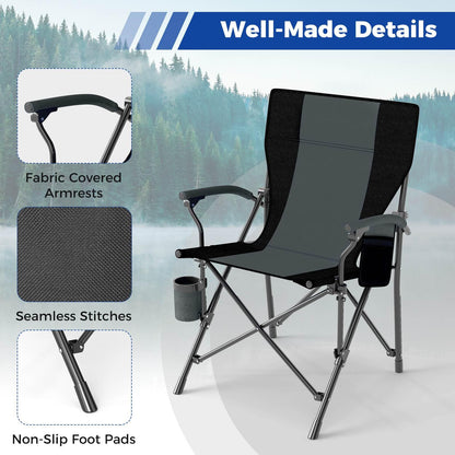 Outdoor Folding Oxford Cloth Chair with Cup Holder 160 kg Max Load