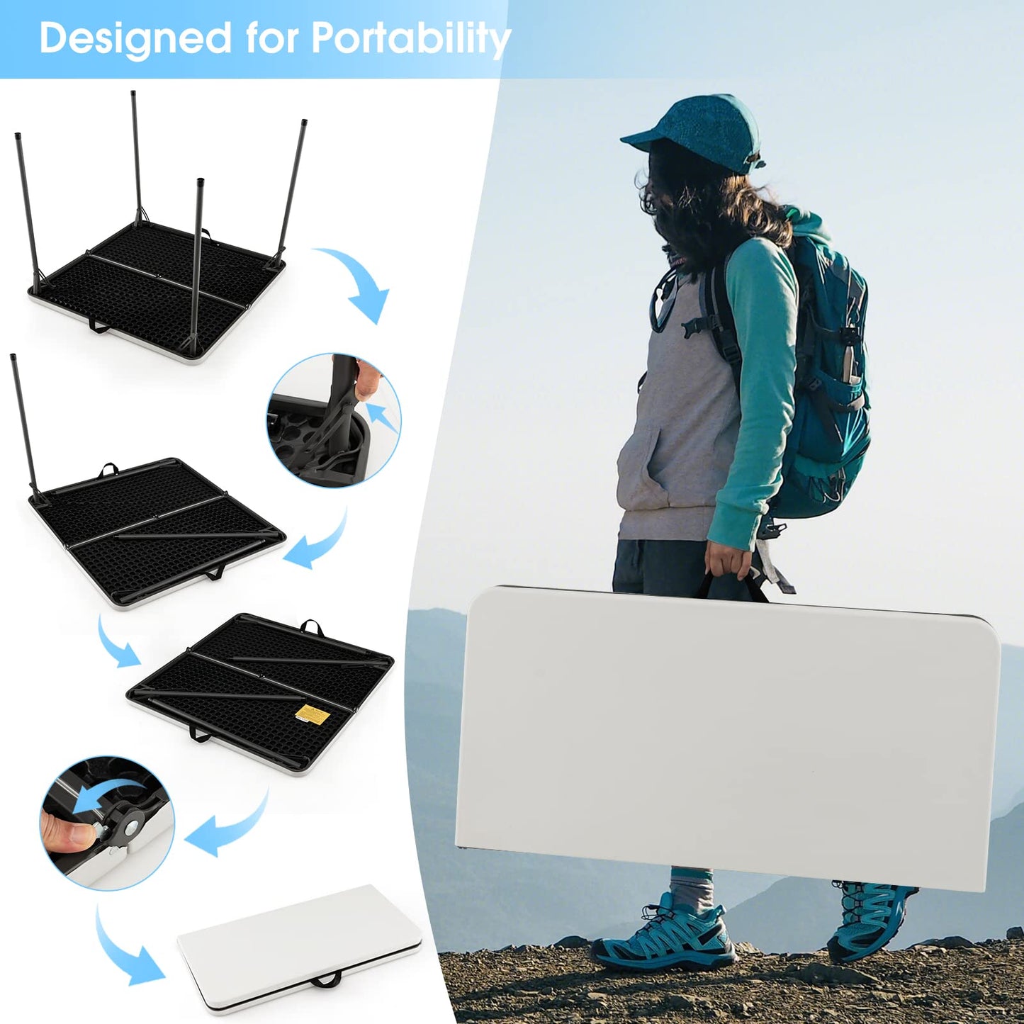 Folding Camping Table Portable Picnic Camp Table with Handle