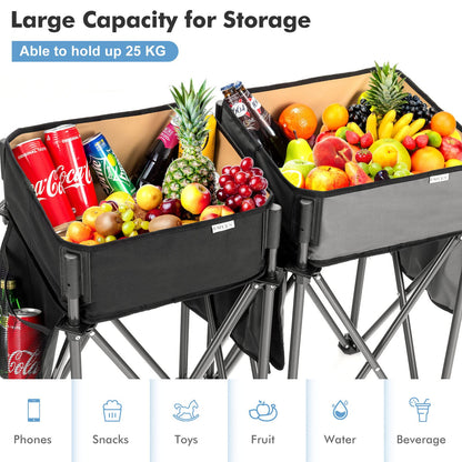 2 PCS Portable Picnic Tables with Large Capacity Storage Sink