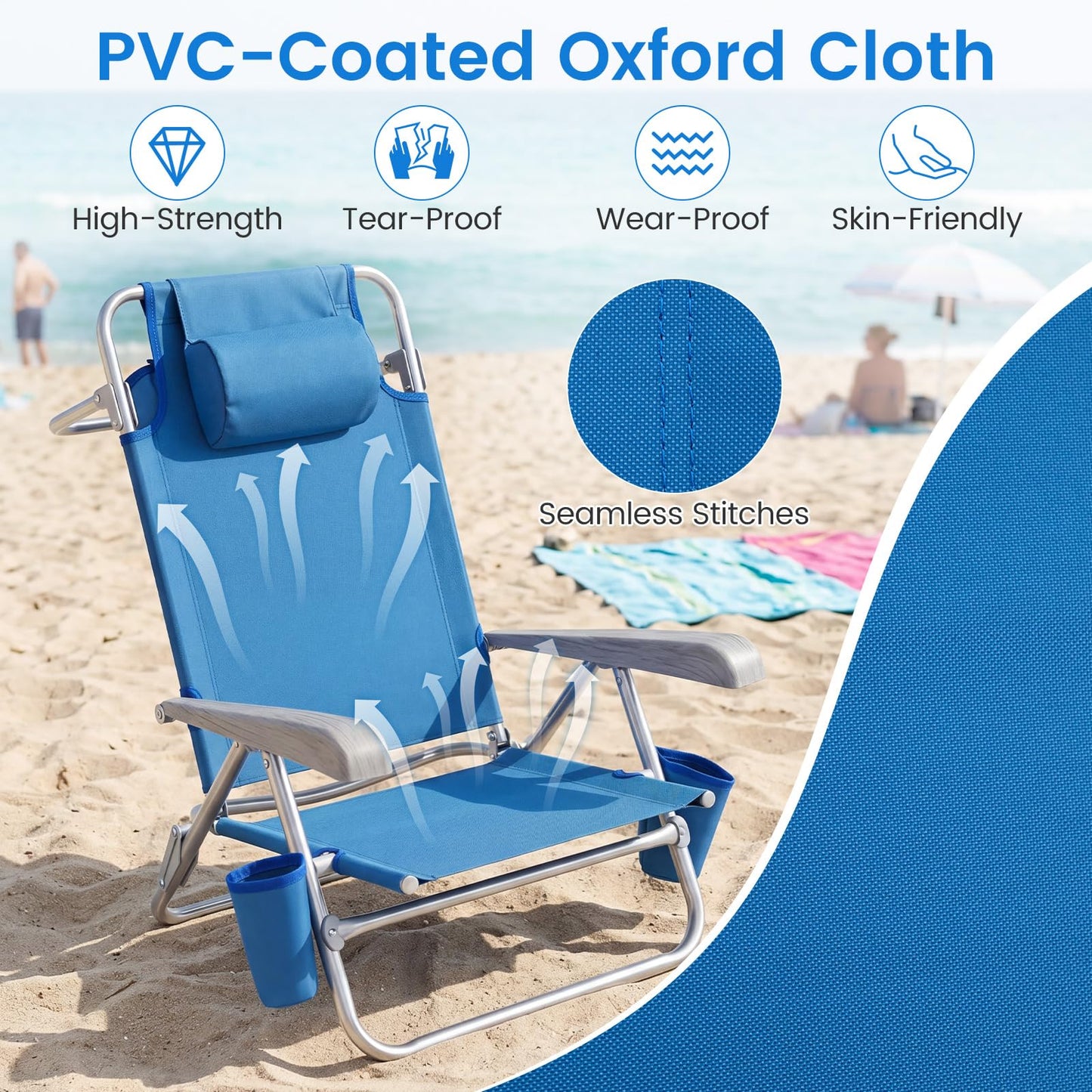 2 Pack Beach Chair for Adults, Lightweight Folding Beach Chair