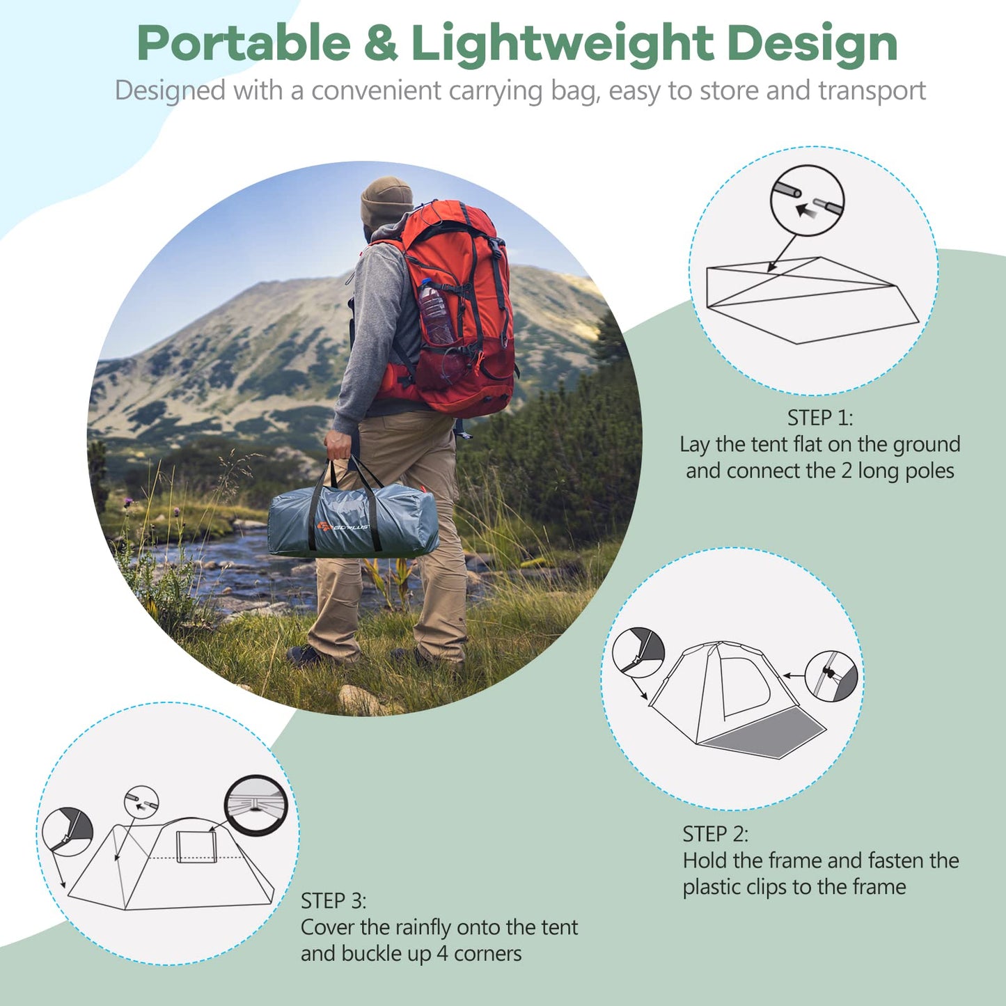Camping Tent for 4-6 Persons With Front Porch & Back Vestibule