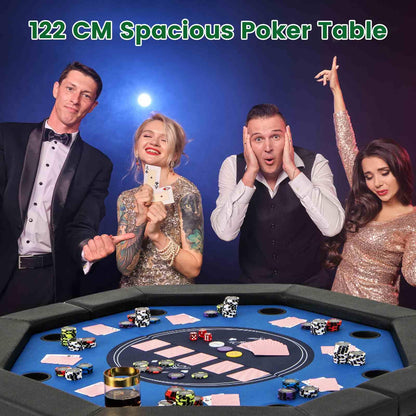 122cm Foldable Poker Table for 8 Players Octagon Poker Card Board Game Leisure Table