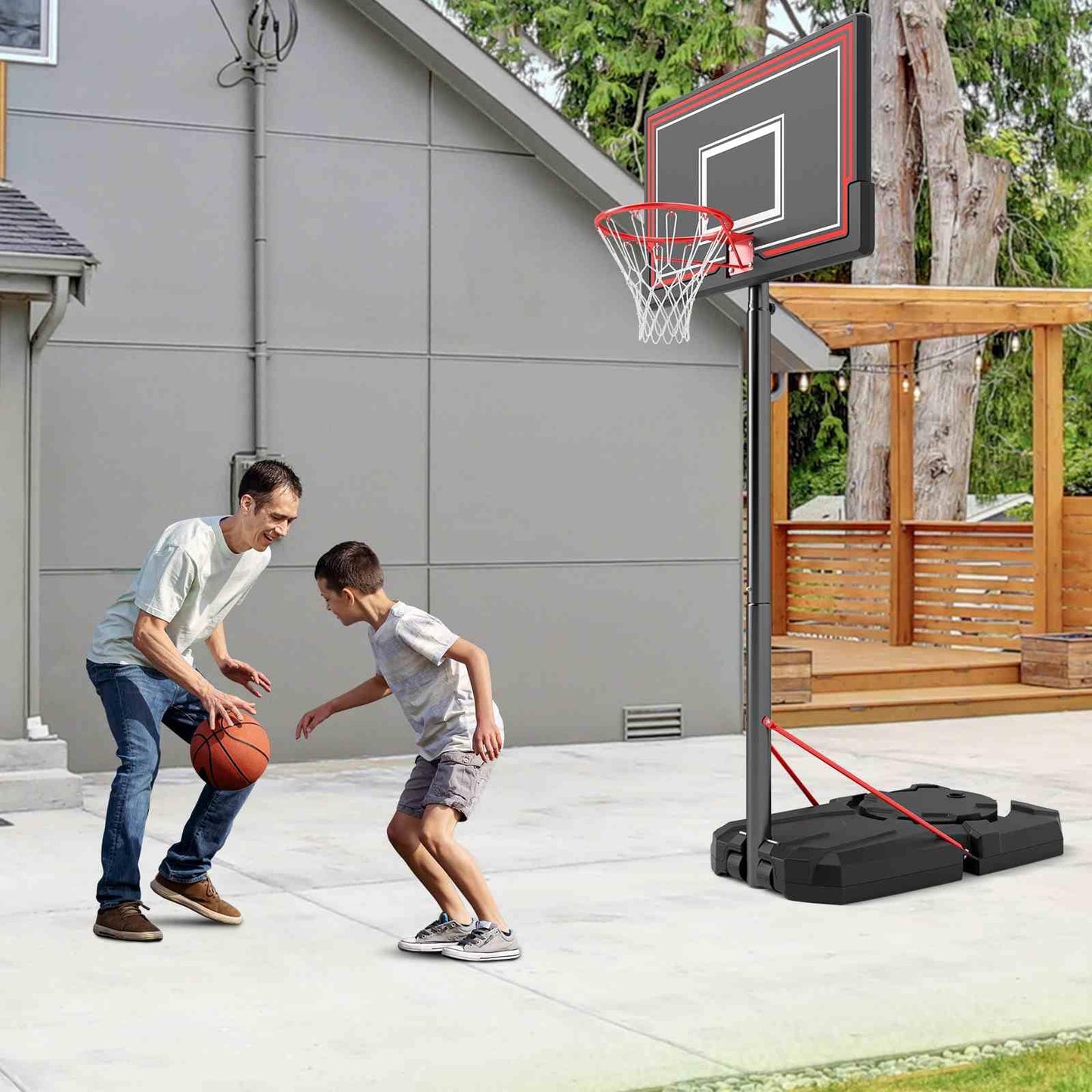 Portable Basketball Hoop with 110cm Shatterproof Backboard