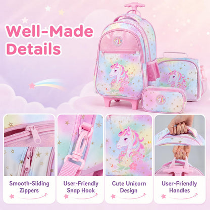 Wheeled Backpack with Lunch Box and Pencil Case