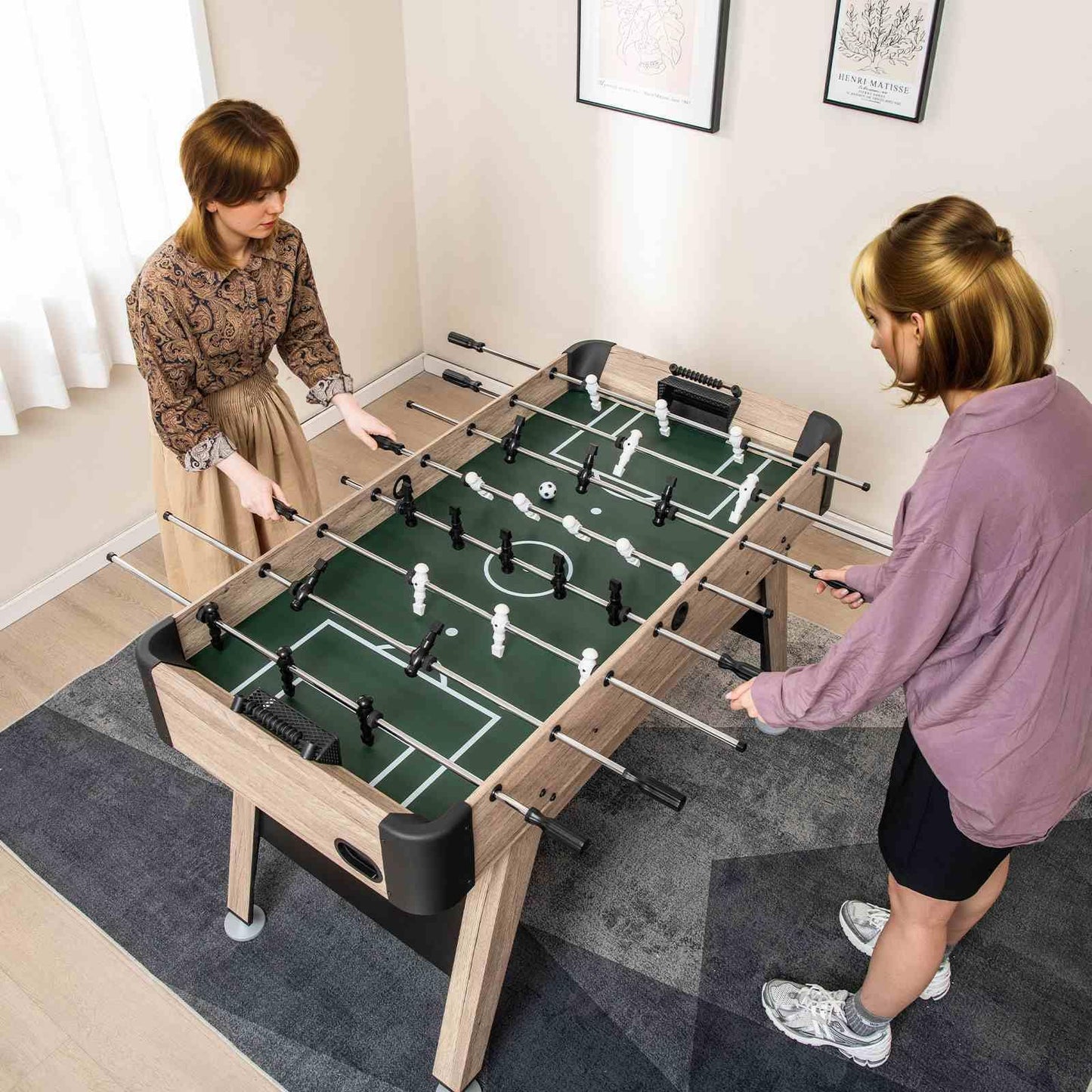 1.2m Foosball Table with Adjustable Leg Levelers for Kids and Adults for Game Rooms
