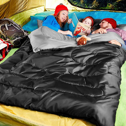 Double Sleeping Bag for 2 Persons with 2 Pillows for Cold & Hot Weather