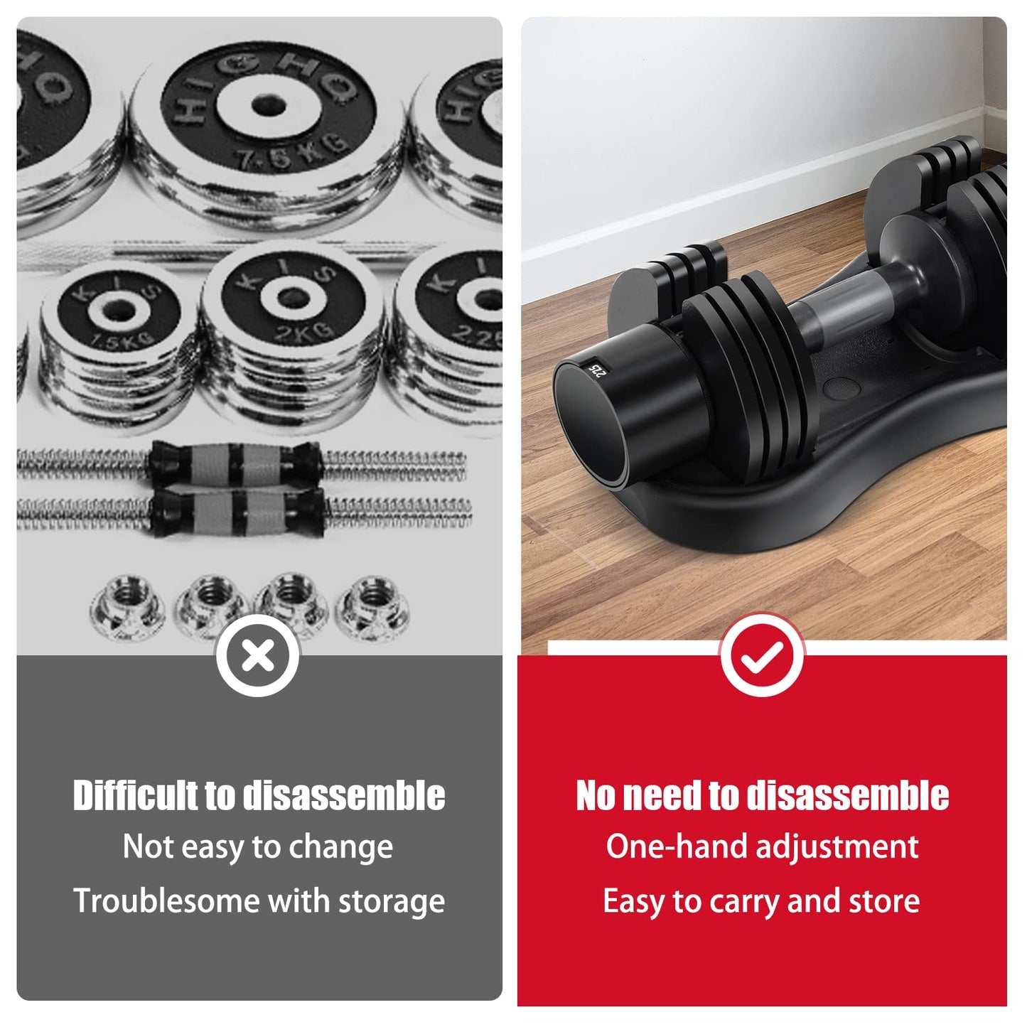 5-in-1 Adjustable Dumbbell Single Dumbbell with Adjustable & Non-Slip Metal Handle